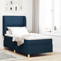 vidaXL Resårsäng med madrass 100x200 cm blå tyg