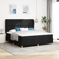 vidaXL Bäddfjäder med huvudgavel Svart 200 x 180 cm tyg