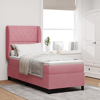 vidaXL Bäddfjäder med madrass med huvudgavel Rosa 200 x 80 cm Sammet