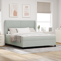 vidaXL Resårsäng med madrass 180x200 cm ljusgrå sammet
