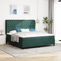 vidaXL Resårsäng med madrass 180x200 cm mörkgrön sammet