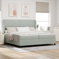 vidaXL Resårsäng med madrass 200x200 cm ljusgrå sammet