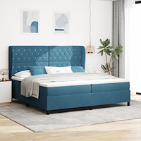 vidaXL Resårsäng med madrass 200x200 cm mörkblå sammet