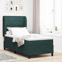 vidaXL Resårsäng med madrass 100x200 cm mörkgrön sammet