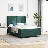 vidaXL Resårsäng med madrass 140x190 cm mörkgrön sammet