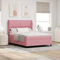 vidaXL Bäddfjäder med huvudgavel Rosa 200 x 160 cm Sammet