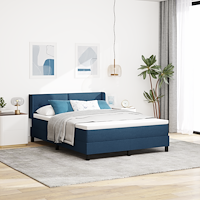 vidaXL Box Spring Säng med Madrass i Blå, 160 x 200 cm, Tyg