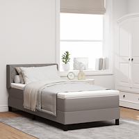 vidaXL Boxspring-säng med madrass i taupe, 100 x 200 cm, tyg.
