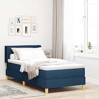 vidaXL Boxspring-säng med madrass - Blå, 80 x 200 cm, Tyg