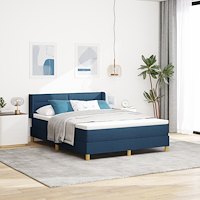 vidaXL Boxspring-säng med blå madrass, 140x200 cm, tyg