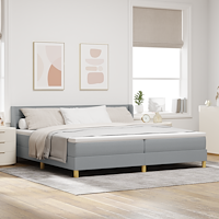 vidaXL Boxspring-säng med madrass i ljusgrå - 200 x 200 cm, tyg.