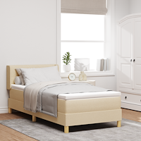 vidaXL Box Spring Säng med Madrass i Grädde, 80 x 200 cm Tyg