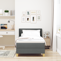 vidaXL Box Spring Säng med Madrass Mörkgrå 90x190 cm Tyg