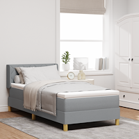 vidaXL Boxspring säng med madrass Ljusgrå 100x200 cm tyg