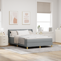 vidaXL Boxspring säng med madrass Ljusgrå 140x200 cm Tyger
