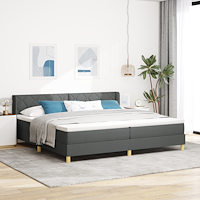 vidaXL Boxfjädersäng med madrass mörkgrå 200x200 cm tyg