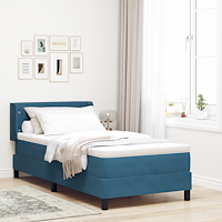 vidaXL Resårsäng med madrass 90x190 cm mörkblå sammet
