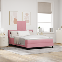 vidaXL Resårsäng med madrass 140x190 cm rosa sammet