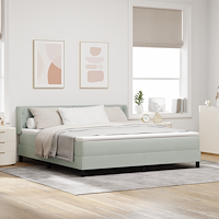 vidaXL Resårsäng med madrass 180x200 cm ljusgrå sammet