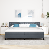 vidaXL Resårsäng med madrass 200x200 cm mörkgrå sammet
