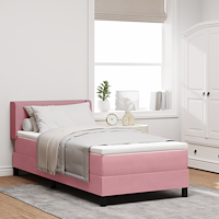 vidaXL Resårsäng med madrass 80x200 cm rosa sammet