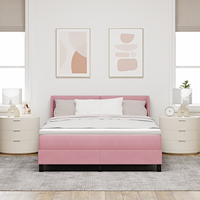 vidaXL Sängram med madrass Rosa 140x190 cm Sammet