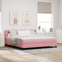 vidaXL Resårsäng med madrass 180x200 cm rosa sammet