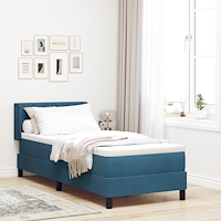 vidaXL Boxfjäderbed med madrass Mörkblå 80x200 cm Sammet