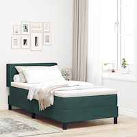 vidaXL Resårsäng med madrass 90x190 cm mörkgrön sammet