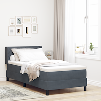 vidaXL Resårsäng med madrass 100x200 cm mörkgrå sammet