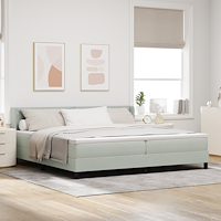 vidaXL Resårsäng med madrass 200x200 cm ljusgrå sammet
