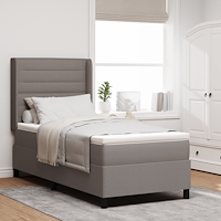 vidaXL Boxspring Säng med Madrass Taupe 100x200 cm Tyg