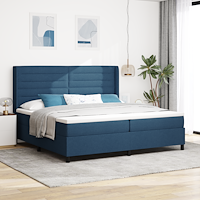 vidaXL Resårsäng med madrass 200x200 cm blå tyg