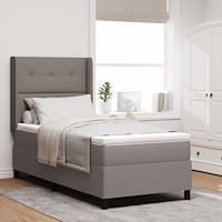 vidaXL Resårsäng med madrass 100x200 cm taupe tyg