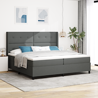 vidaXL Resårsäng med madrass 200x200 cm mörkgrå tyg