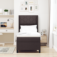vidaXL Bäddfjäder med madrass med huvudgavel Mörkbrun 90 x 190 cm tyg