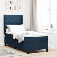 vidaXL Boxspring Säng med Madrass Blå 90x190 cm Tyg