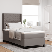 vidaXL Sängbotten med madrass Taupe 100x200 cm Tyg