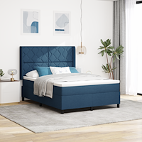 vidaXL Resårsäng med madrass 140x190 cm blå tyg