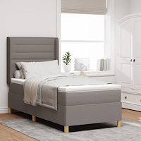 vidaXL Boxspring Säng med Madrass Taupe 80x200 cm Tyg