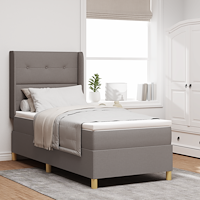 vidaXL Resårsäng med madrass 100x200 cm taupe tyg