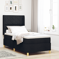 vidaXL Sängram med madrass svart 100x200 cm tyg