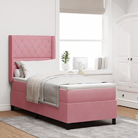 vidaXL Bäddfjäder med madrass med huvudgavel Rosa 80 x 200 cm Sammet