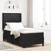 vidaXL Sängbotten med madrass Svart 100x200 cm Sammet
