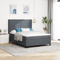 vidaXL Resårsäng med madrass 160x200 cm mörkgrå sammet