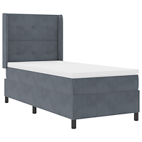 vidaXL Resårsäng med madrass 90x190 cm mörkgrå sammet