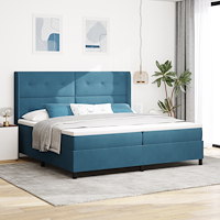 vidaXL Bäddfjäder med madrass med huvudgavel Blå 100 x 200 cm Sammet