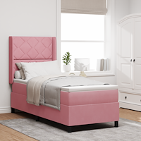 vidaXL Bäddfjäder med huvudgavel Rosa 80 x 200 cm Sammet