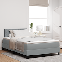 vidaXL Boxspring-säng med madrass & LED Ljusgrå 120x200 cm Tyg