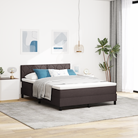 vidaXL säng med resårbotten och madrass & LED mörkgrå 140x200 cm tyg